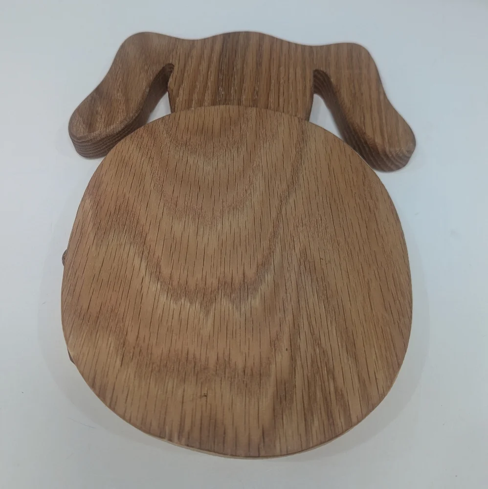 Oak Wooden Dog-Shaped Collapsible Egg Holder/Candy Dish/Basket